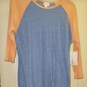 NWT, LuLaRoe S Randy: Blue with Orange Sleeves